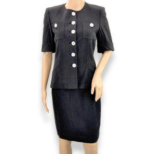 AKRIS Black Label White Polka Dot Wiggle Pencil Skirt and Fitted Blazer Suit 4